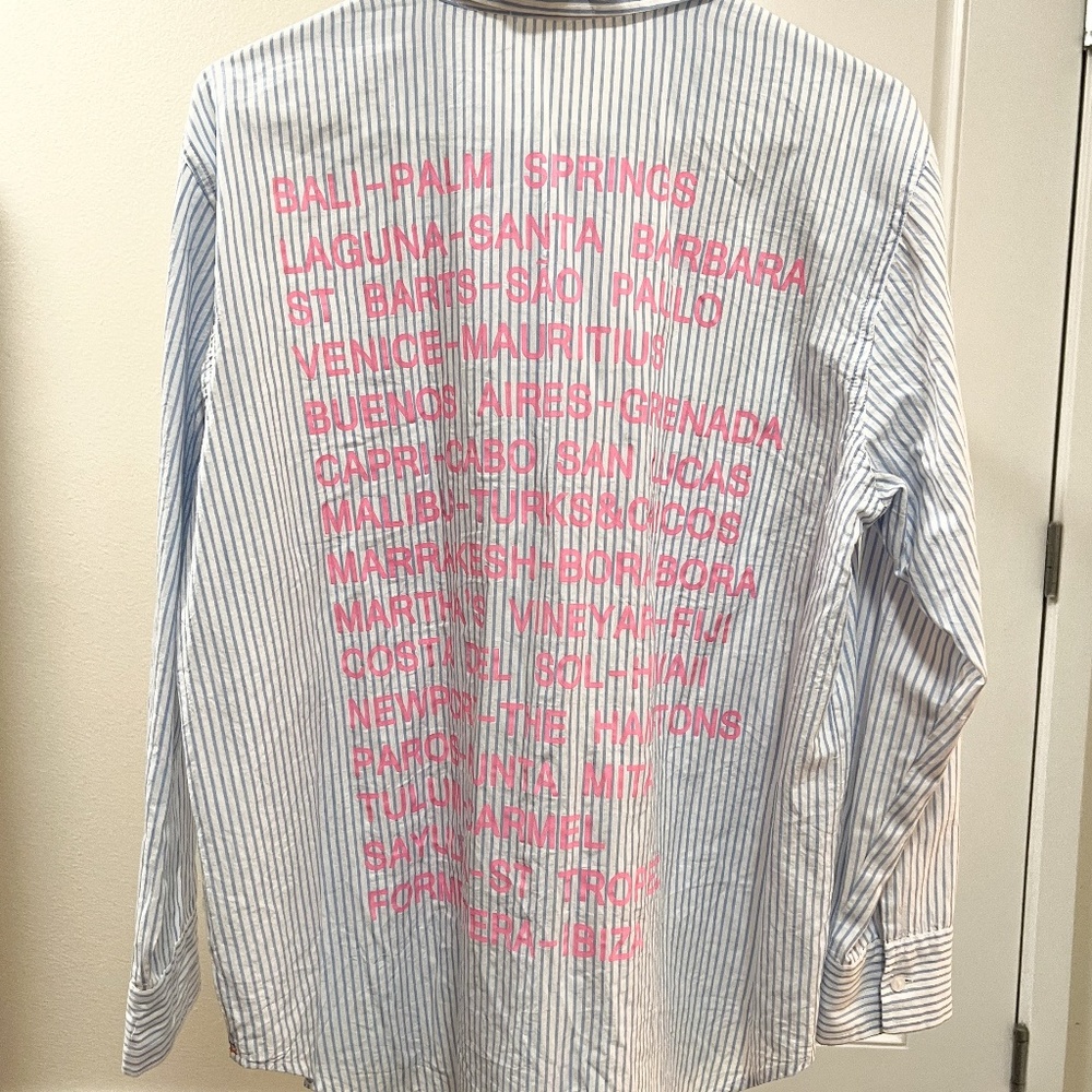 Sundry, Bathing Suit Cover UP, White w/light blue stripes